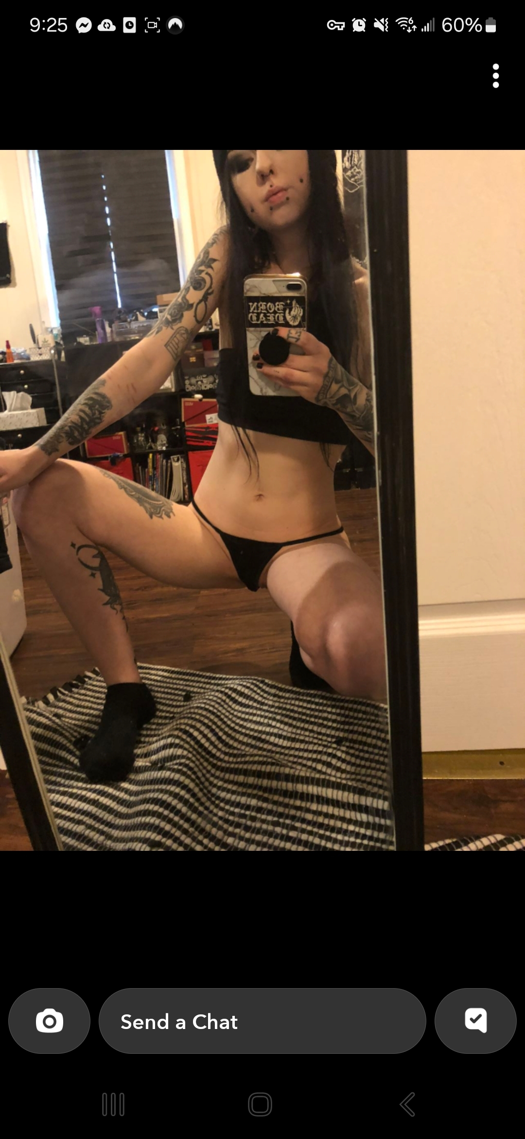 Slutty tattooed emo girl stripping — 43