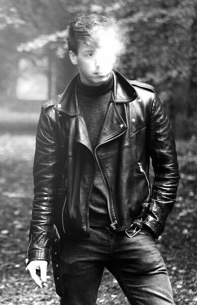Black leather motorcycle smoke — 16