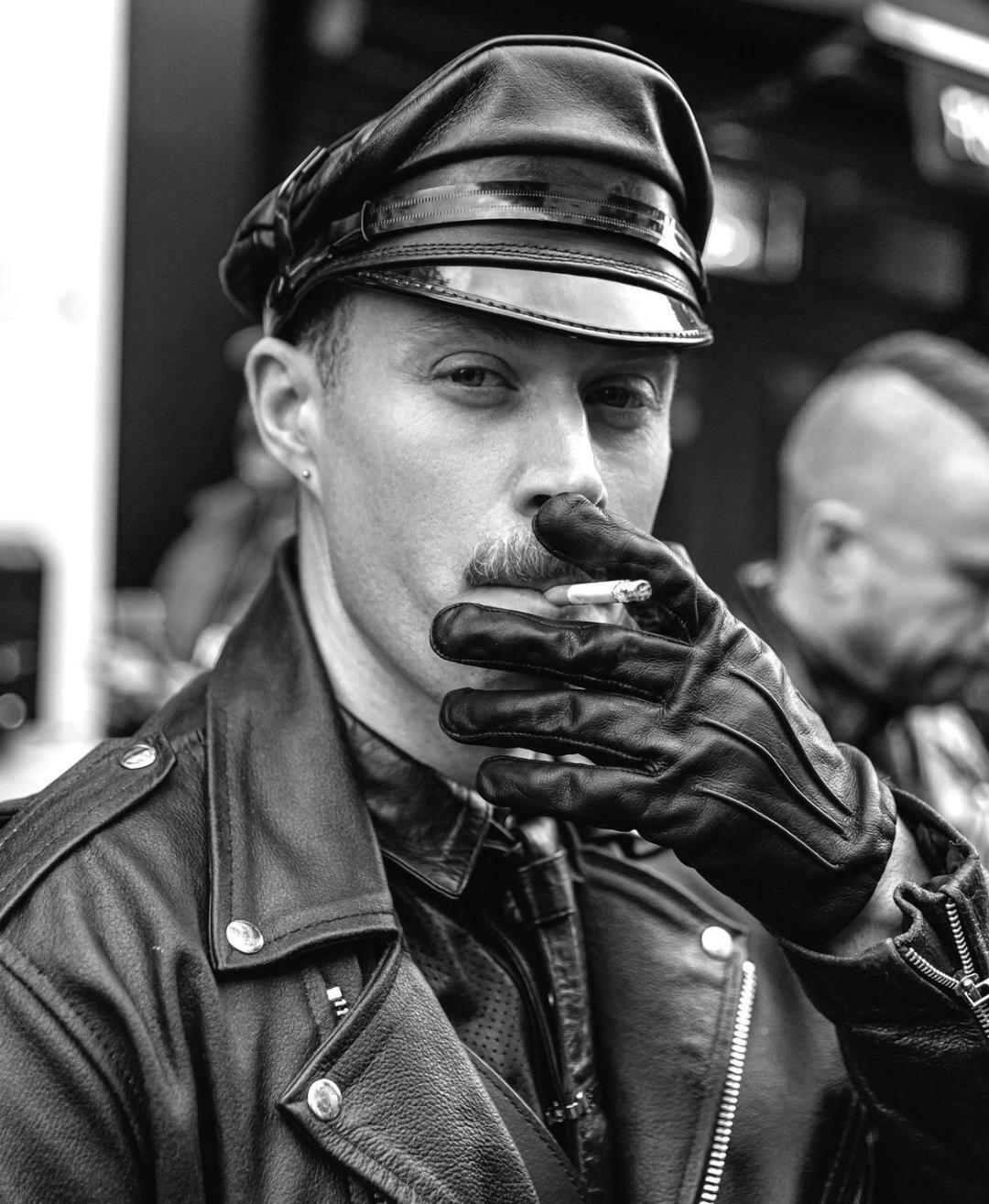 Black leather motorcycle smoke — 7