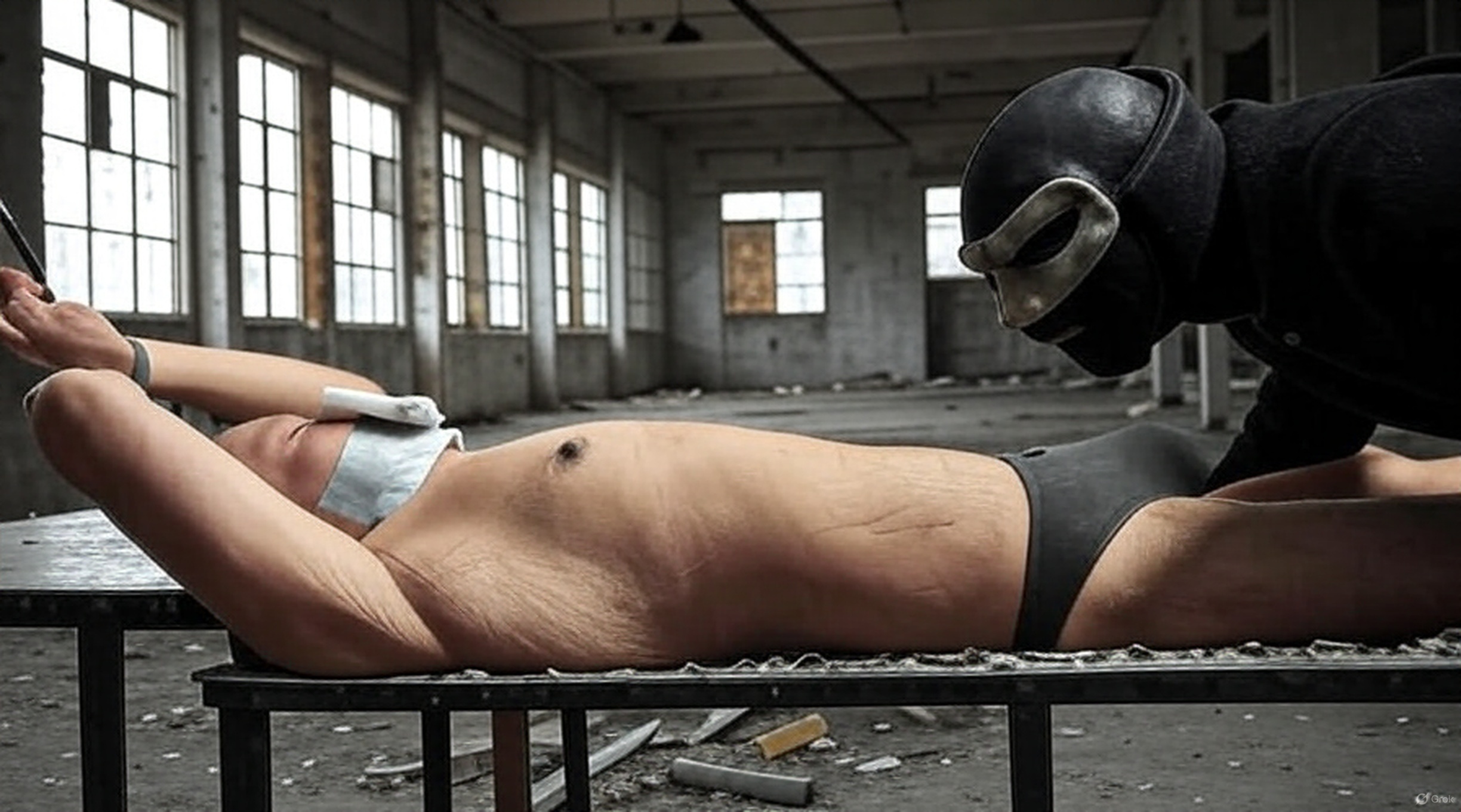 Tied up in a warehouse — 26